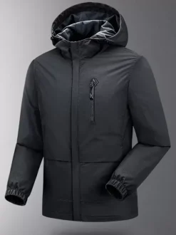 Men's Hooded Zipper Casual Waterproof and Windproof Outdoor Jackets