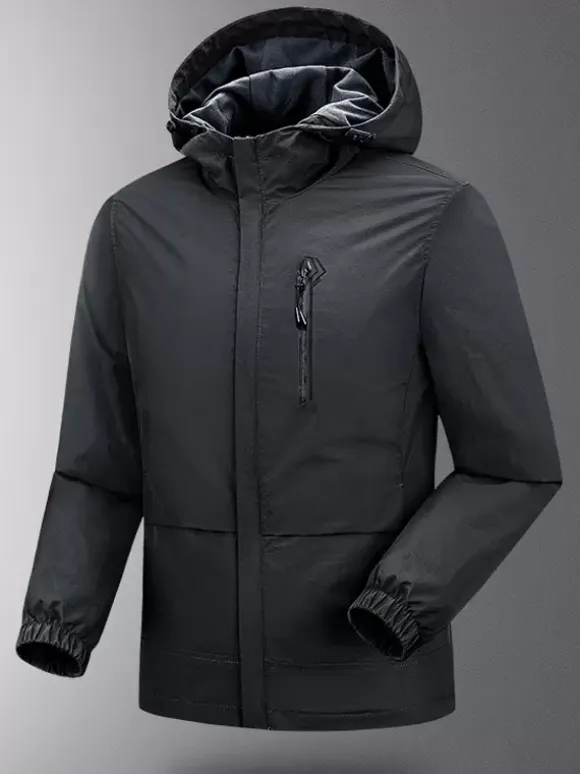 Men's Hooded Zipper Casual Waterproof and Windproof Outdoor Jackets