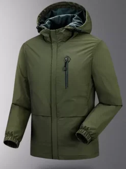 Men's Hooded Zipper Casual Waterproof and Windproof Outdoor Jackets