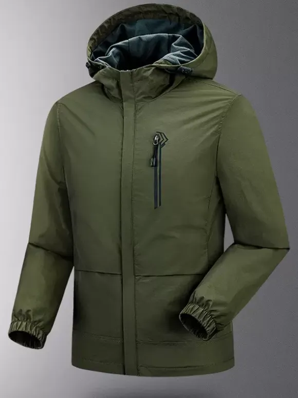 Men's Hooded Zipper Casual Waterproof and Windproof Outdoor Jackets