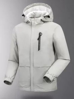 Men's Hooded Zipper Casual Waterproof and Windproof Outdoor Jackets