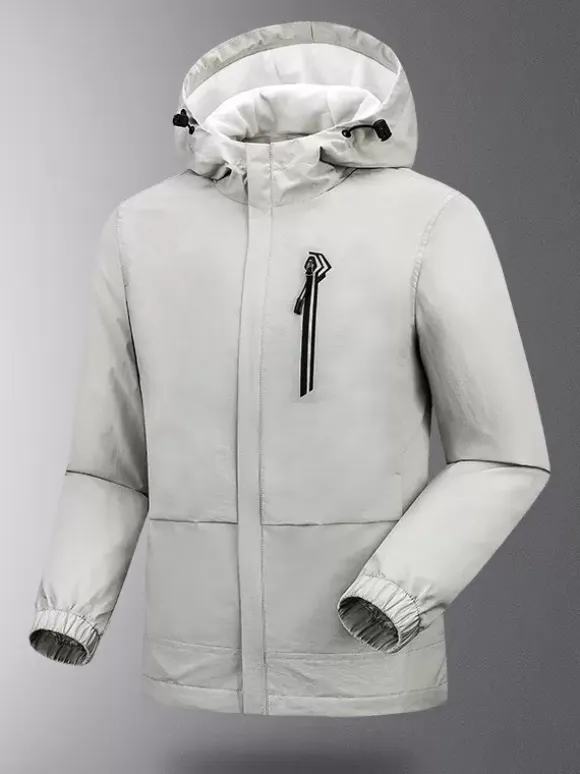 Men's Hooded Zipper Casual Waterproof and Windproof Outdoor Jackets