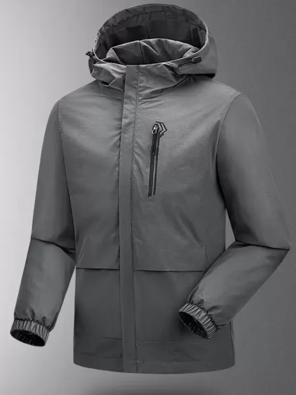Men's Hooded Zipper Casual Waterproof and Windproof Outdoor Jackets