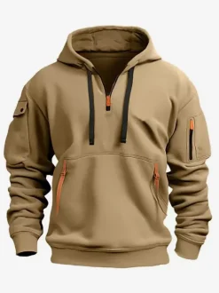 Men's Hoodie Zipper Multi-Pocket Pullover Men's Sports Casual Jacket