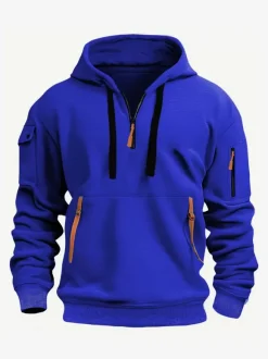 Men's Hoodie Zipper Multi-Pocket Pullover Men's Sports Casual Jacket