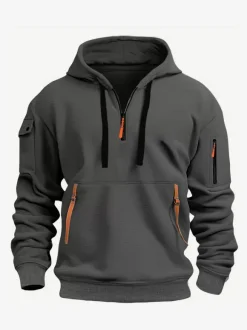 Men's Hoodie Zipper Multi-Pocket Pullover Men's Sports Casual Jacket