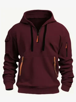 Men's Hoodie Zipper Multi-Pocket Pullover Men's Sports Casual Jacket