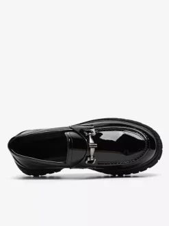 Mens Horsebit Loafers Slip-on Patent Anti-Slip Chunky Shoes