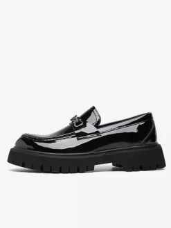 Mens Horsebit Loafers Slip-on Patent Anti-Slip Chunky Shoes