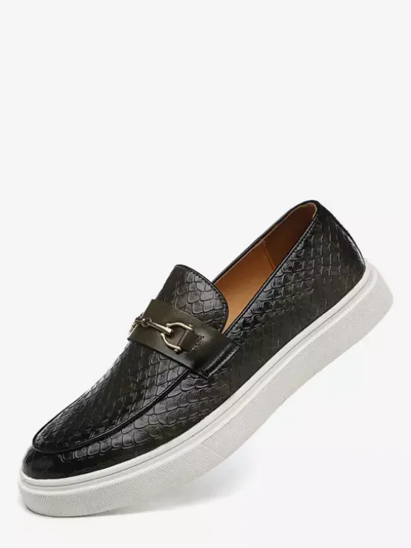 Mens Horsebit Loafers Slip-on Chains Monk Shoes Round Toe Platform Chunky Low Top Penny Shoes