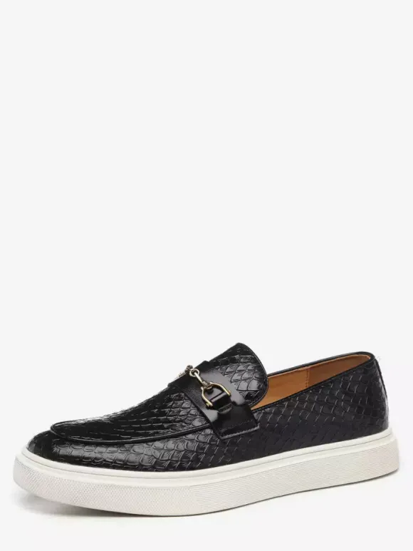 Mens Horsebit Loafers Slip-on Chains Monk Shoes Round Toe Platform Chunky Low Top Penny Shoes