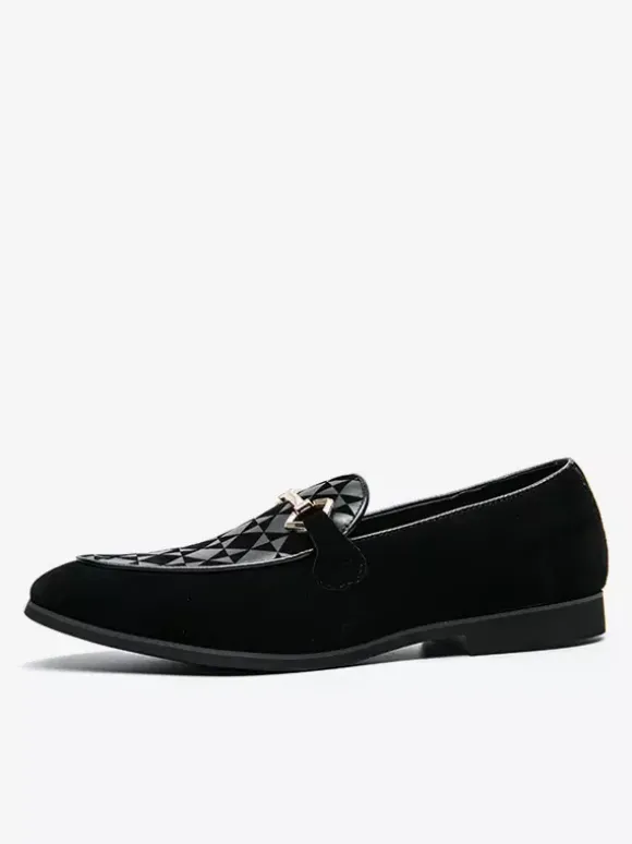 Mens Horsebit Loafers Slip-On Suede Leather Pointed Toe Shoes
