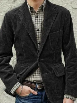 Mens Jacket Buttons Polyester Modern