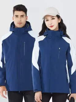 Mens Jacket Color Block Zipper Polyester Stylish