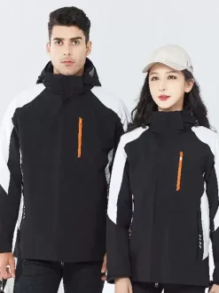 Mens Jacket Color Block Zipper Polyester Stylish