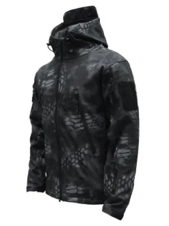 Mens Jacket Hooded Zipper Polyester Fashionable Black Jacket