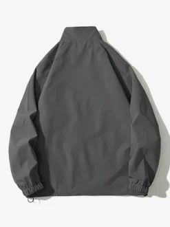 Men's Jacket Loose Solid Color Windbreaker Retro Simple Workwear Jacket