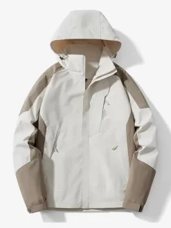 Men's Jacket Outdoor Windproof Workwear Jacket Trendy Large Size Color Block Coat