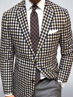 Men's Jacket Plaid Polyester Stylish