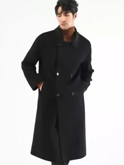 Men's Jackets Chic Lapel Turn-down Collar Coats Maxi Woolen Coats