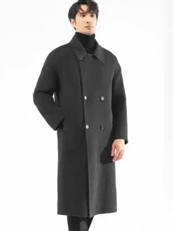 Men's Jackets Chic Lapel Turn-down Collar Coats Maxi Woolen Coats