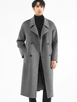 Men's Jackets Chic Lapel Turn-down Collar Coats Maxi Woolen Coats