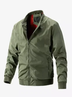Men's Jackets Zip Closure Pockets Long Sleeve Bomber Jackets