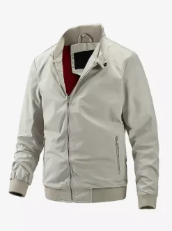 Men's Jackets Zip Closure Pockets Long Sleeve Bomber Jackets