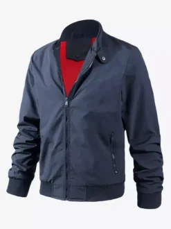 Men's Jackets Zip Closure Pockets Long Sleeve Bomber Jackets