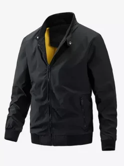 Men's Jackets Zip Closure Pockets Long Sleeve Bomber Jackets