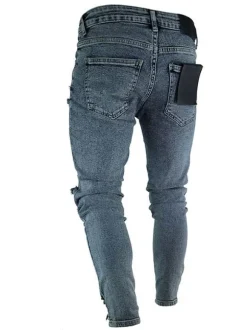 Men's Jeans Jeans For Men Chic Distressed Antique Design Skinny Light Sky Blue Deep Blue