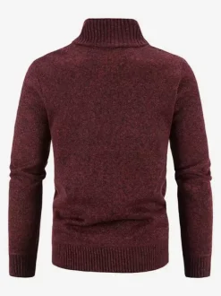 Men's Knitted Sweater High Collar Long Sleeve Cardigan Coat