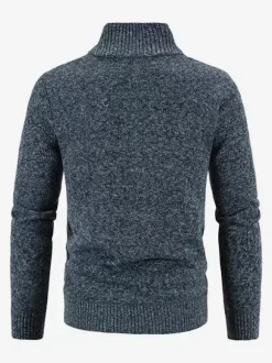 Men's Knitted Sweater High Collar Long Sleeve Cardigan Coat