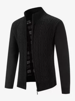 Men's Knitted Sweater High Collar Long Sleeve Cardigan Coat