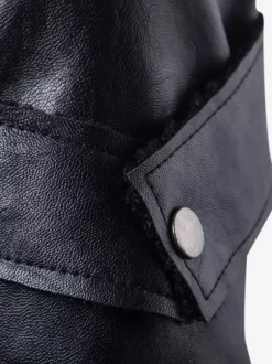 Men's Leather Jacket Irregular Faux Fur Collar Motorcycle Pu Leather Jacket