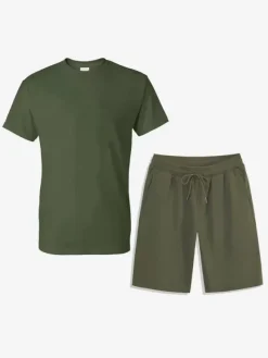 Men’s Leisure T-Shirts and Bottoms Fitness Running Shorts and T-Shirts Sets