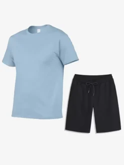 Men’s Leisure T-Shirts and Bottoms Fitness Running Shorts and T-Shirts Sets