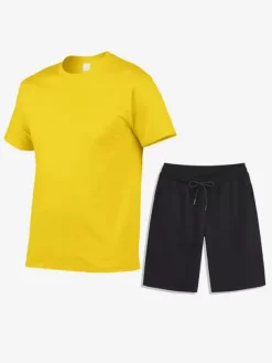 Men’s Leisure T-Shirts and Bottoms Fitness Running Shorts and T-Shirts Sets