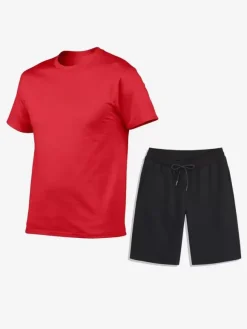 Men’s Leisure T-Shirts and Bottoms Fitness Running Shorts and T-Shirts Sets