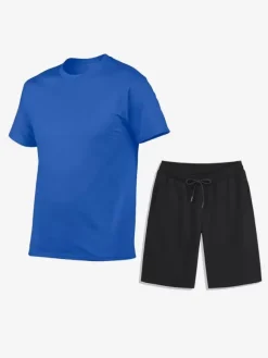 Men’s Leisure T-Shirts and Bottoms Fitness Running Shorts and T-Shirts Sets