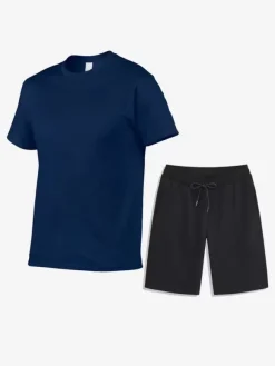 Men’s Leisure T-Shirts and Bottoms Fitness Running Shorts and T-Shirts Sets
