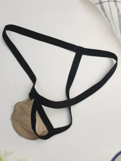 Men's Lingerie Sexy Panties Thong Knit Red Sheer Brief