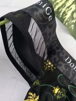 Men's Lingerie Underwear Male Sexy Panties Dark Green Floral Print Sheer Thong