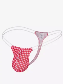 Men's Lingerie Underwear Sexy Panties Cyan Checkered Thong