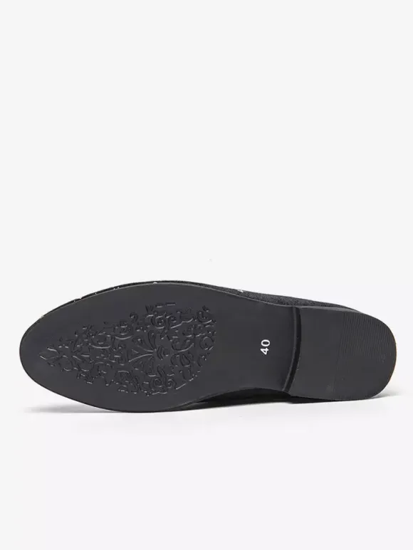Men Slip On Loafer Classics Black Penny Shoes Style Casual Shoes Star Embroidery High Quality Suede Pointed Shoe