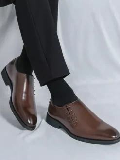 Men Slip On Loafer Dress Shoes Pointed Black Brown Presidential Casual Business Office