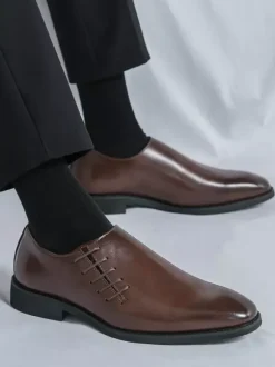 Men Slip On Loafer Dress Shoes Pointed Black Brown Presidential Casual Business Office