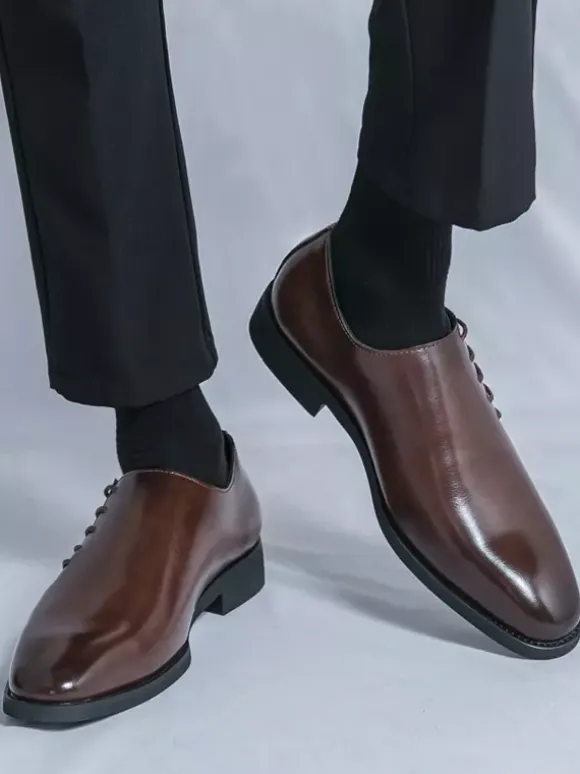 Men Slip On Loafer Dress Shoes Pointed Black Brown Presidential Casual Business Office