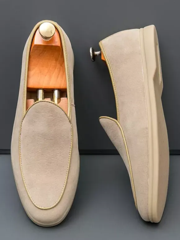 Mens Loafers Slip-Ons Pointed Toe Suede Moccasins Shoes Low Heels Casual Penny Shoes
