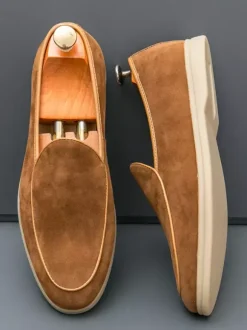 Mens Loafers Slip-Ons Pointed Toe Suede Moccasins Shoes Low Heels Casual Penny Shoes